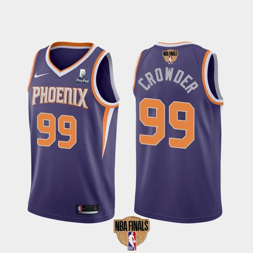 Men's Phoenix Suns #99 Jae Crowder 2021 Purple NBA Finals Icon Edition Stitched Jersey